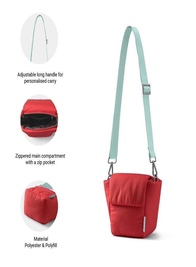 DailyObjects Red Puft Bucket Sling Bag - Image 4